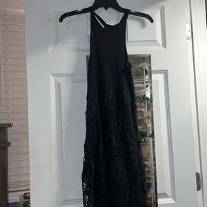 Free people black midi dress with lace size small